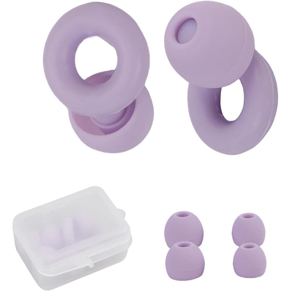 Protetores Auriculares para Dormir, Roxos - Silicone Flexível para Proteção Auditiva Superior, Protetores Auriculares Re