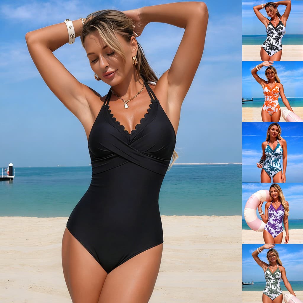 2026 novo estilo maiô de uma peça senhoras praia esportes impresso biquíni maiô