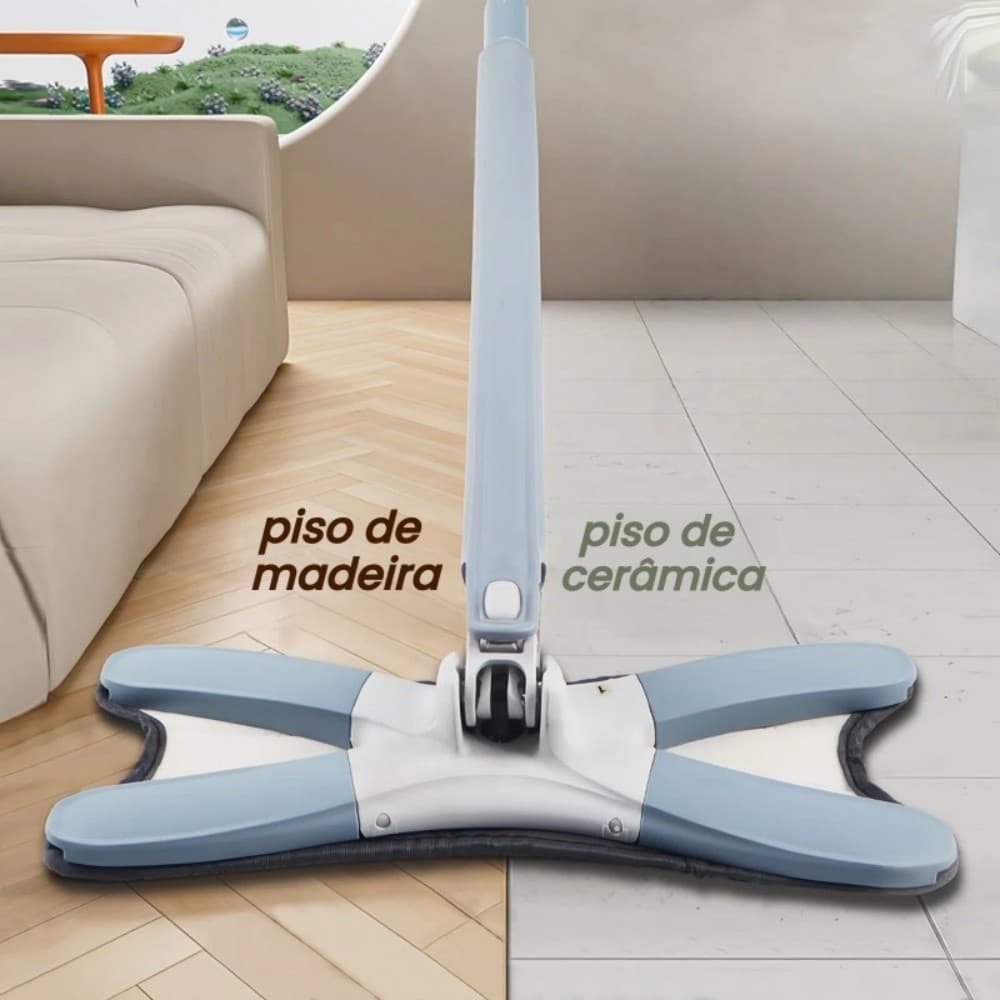 Mop Esfregão Extrusão Substitui Rodo E Pano De Chão Retrátil Compacto Limpeza Rápida Prática Microfibra Lavável