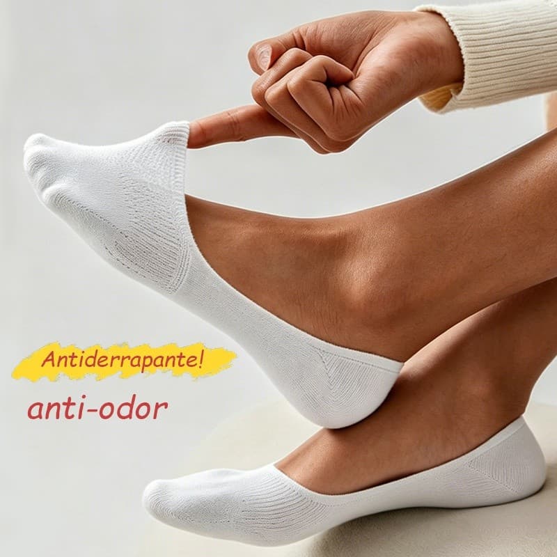 kit 12  /9/6 pares de meias invisíveis  algodão   tipo sapatilha de silicone  antiderrapante branca fina