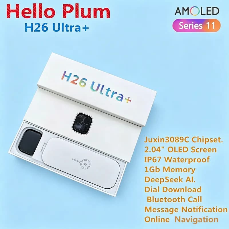 2026 Mais Novo Relógio Inteligente H26 Ultra Plus Olá 3 49mm Freqüência Cardíaca Música Esporte Modo Smartwatch Masculin