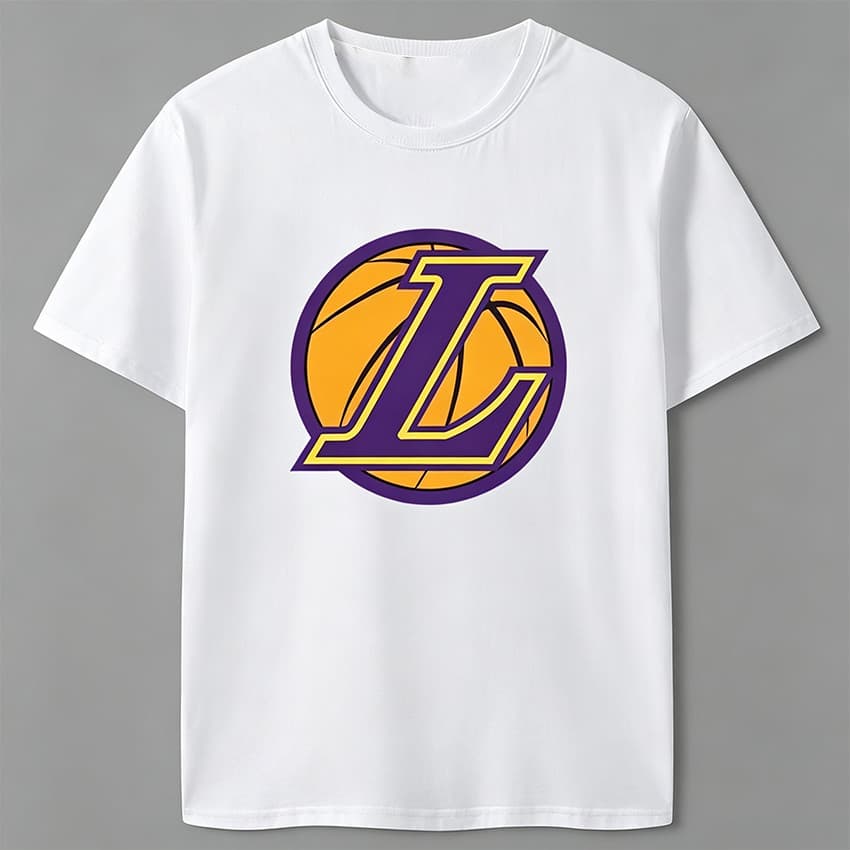 Camiseta Masculina Feminina Oversized Estampa Logo Letra L Los Angeles Lakers Bola de Basquete T-shirt Streetwear