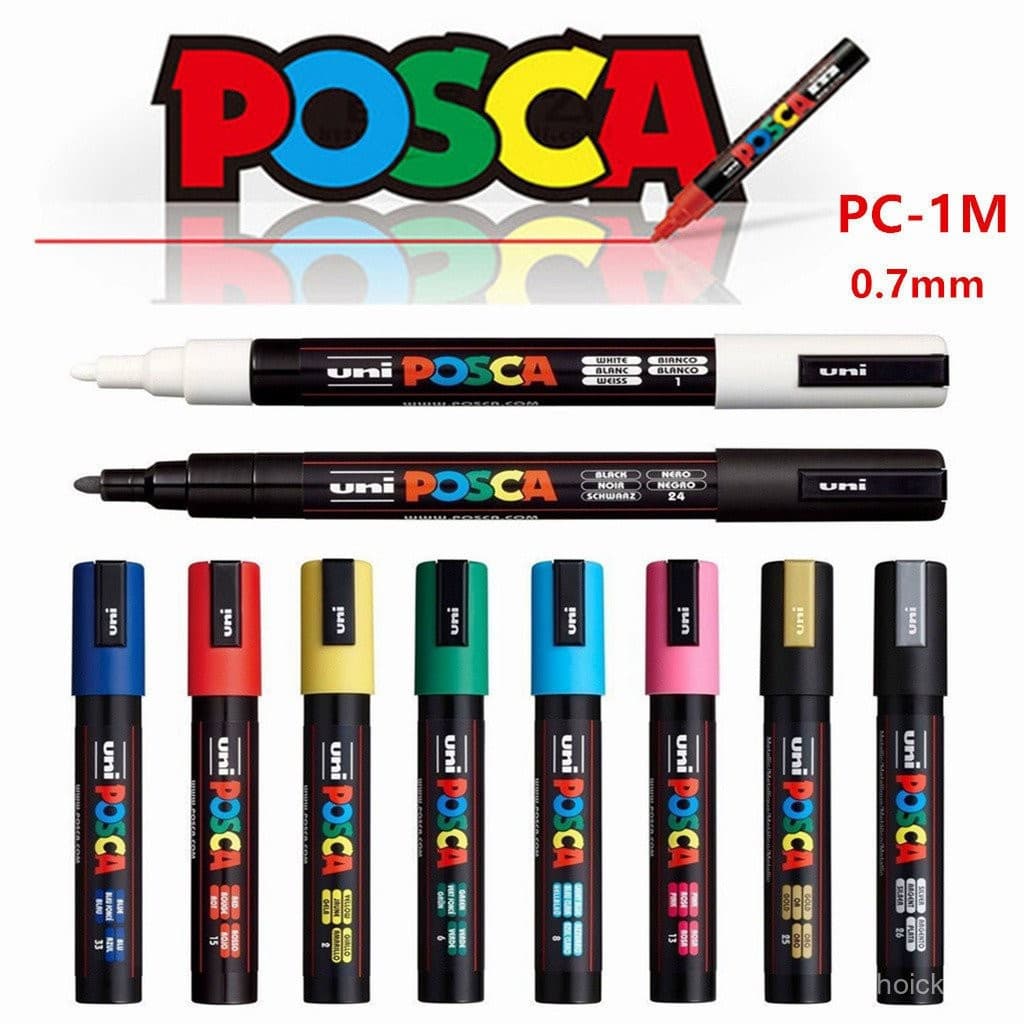 Caneta de Graffiti Posca PC-1M PC-3M PC-5M Ponta Média 0.7mm-2.5mm Material de Arte Adequado para Escola/Escritório Cane