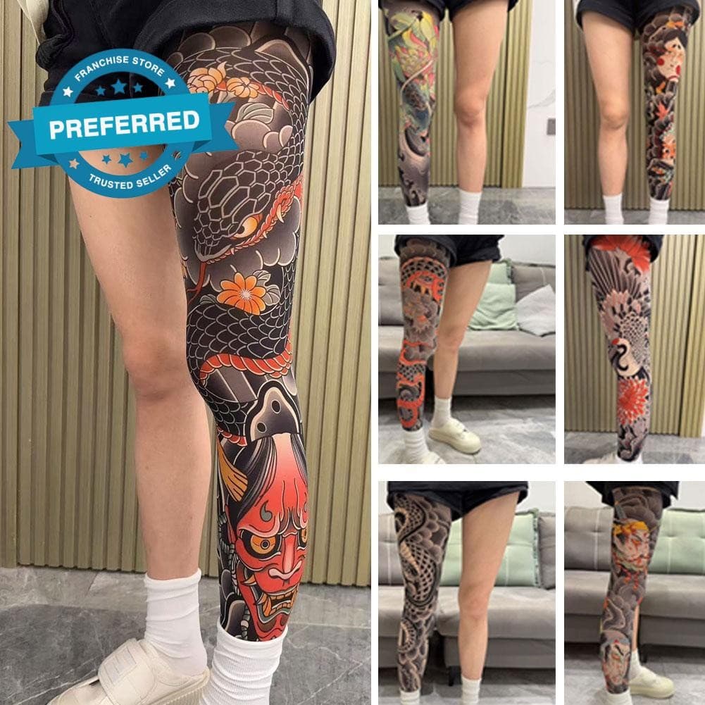 Meias De Tatuagem De Perna Completa Esporte Ao Ar Livre Protetor Solar Para Homens E Mulheres V3h2