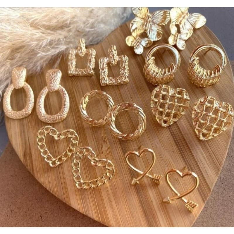 💥 Kit com 30 Brincos Grandes de Impacto – Argolas, Dourado, Prata e Misto! 💥
