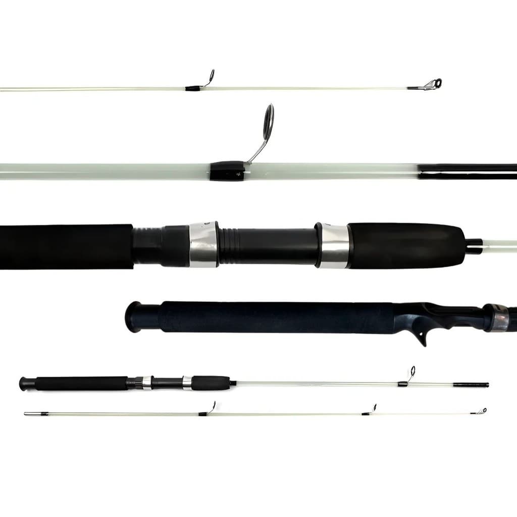 Vara Carretilha Fibra Vidro Maciça Pesca Pesada 65lbs 1,80m