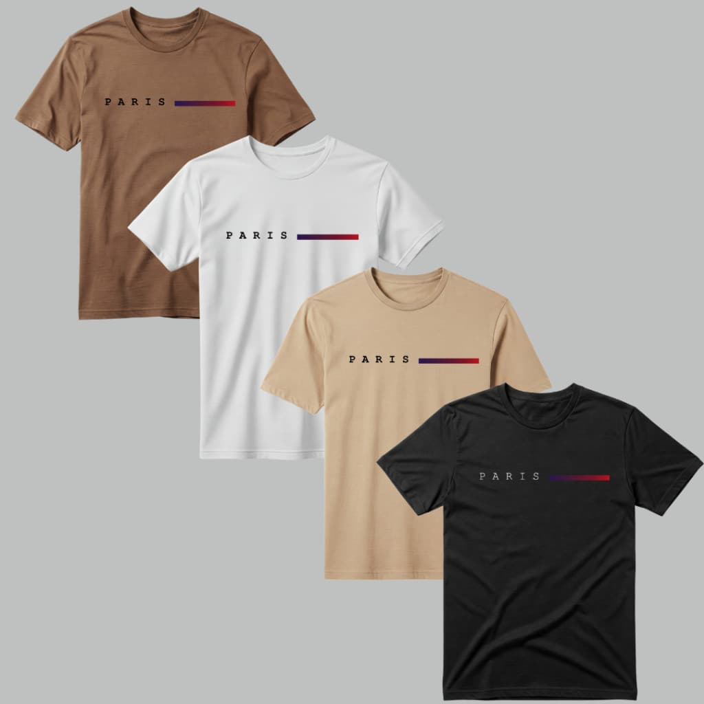 Kit 4 Camisetas Masculina Básica  100% Algodão Promoção Envio Imediato Streetwear Paris