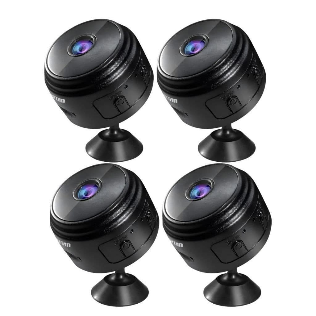 Kit 4 Mini Câmera de Segurança A9 HD Wi-fi Preto com Sensor de Movimento 110V e Suporte para Encaixe