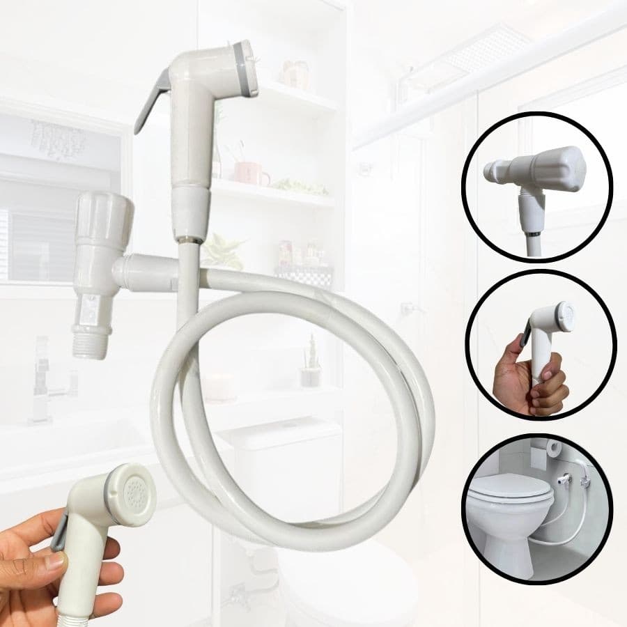 Ducha Higiênica Completa 1/4 Branca  com Gatilho e Registro