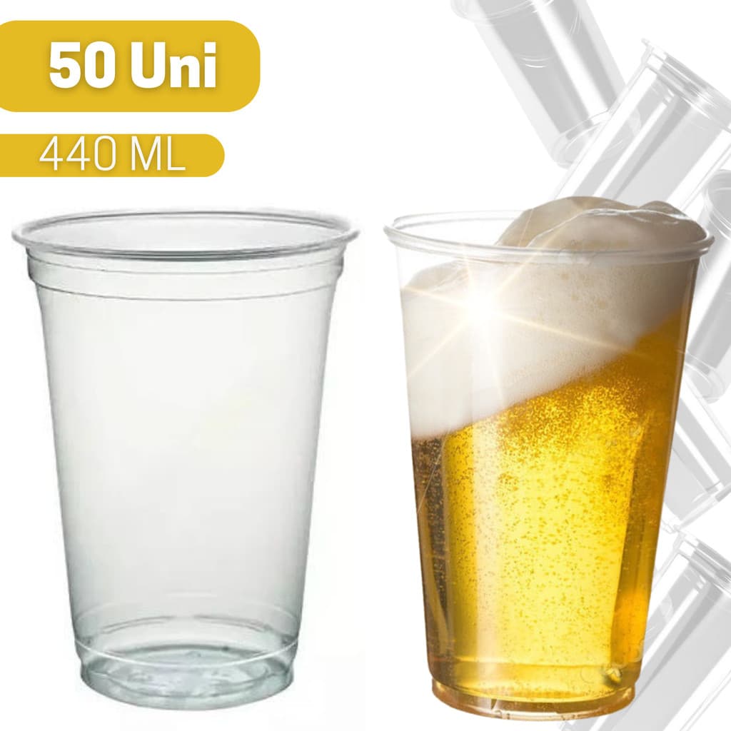 Copo de 400ml PP Transparente Liso Ultra Copos com 100 unidades Resistente