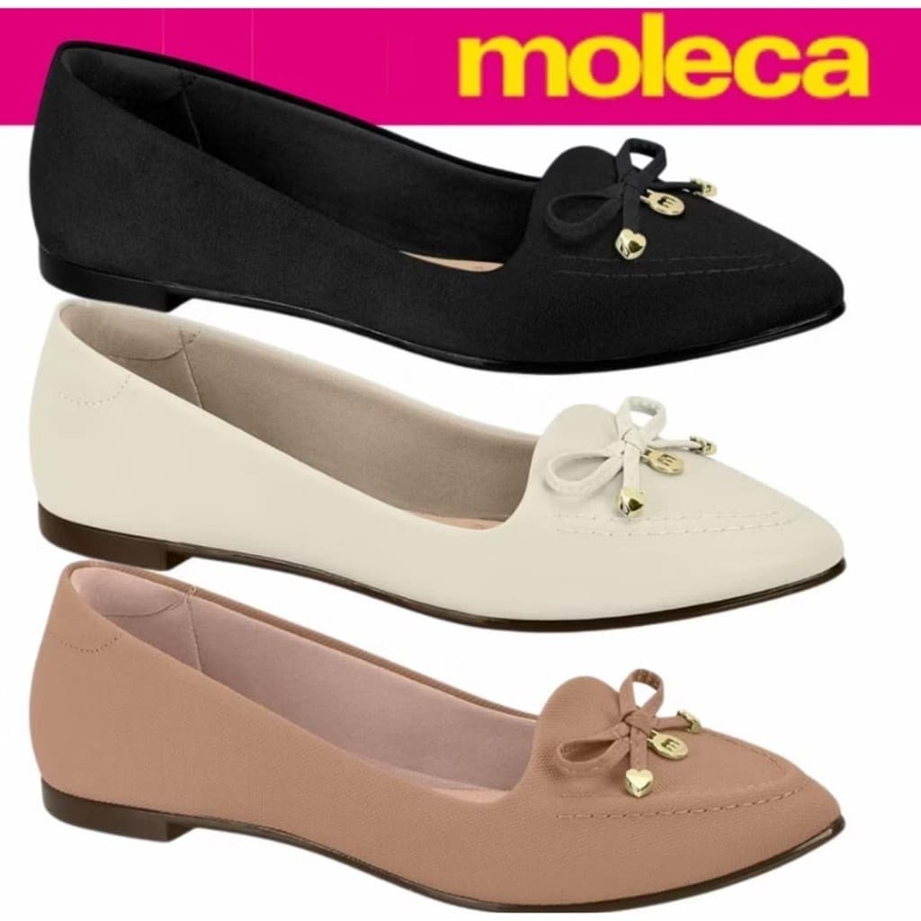Sapatilha Moleca Feminina Bico Fino Laço Casual Confortável Original