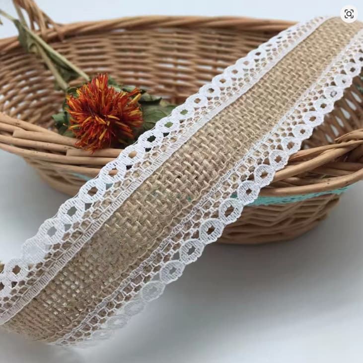 Fita De renda Juta Rami  Artesanato e Decoração 4cm 10M