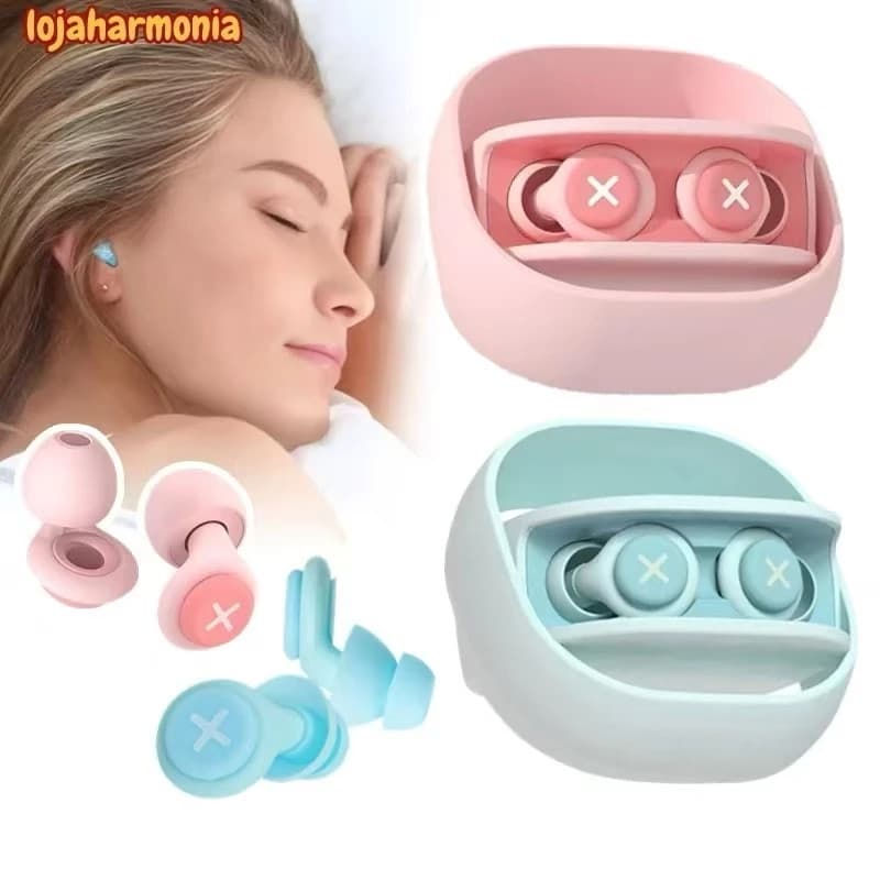 Protetor Auricular de Silicone com Espuma Macia — Tampões para Redução de Ruído e Isolamento Acústico