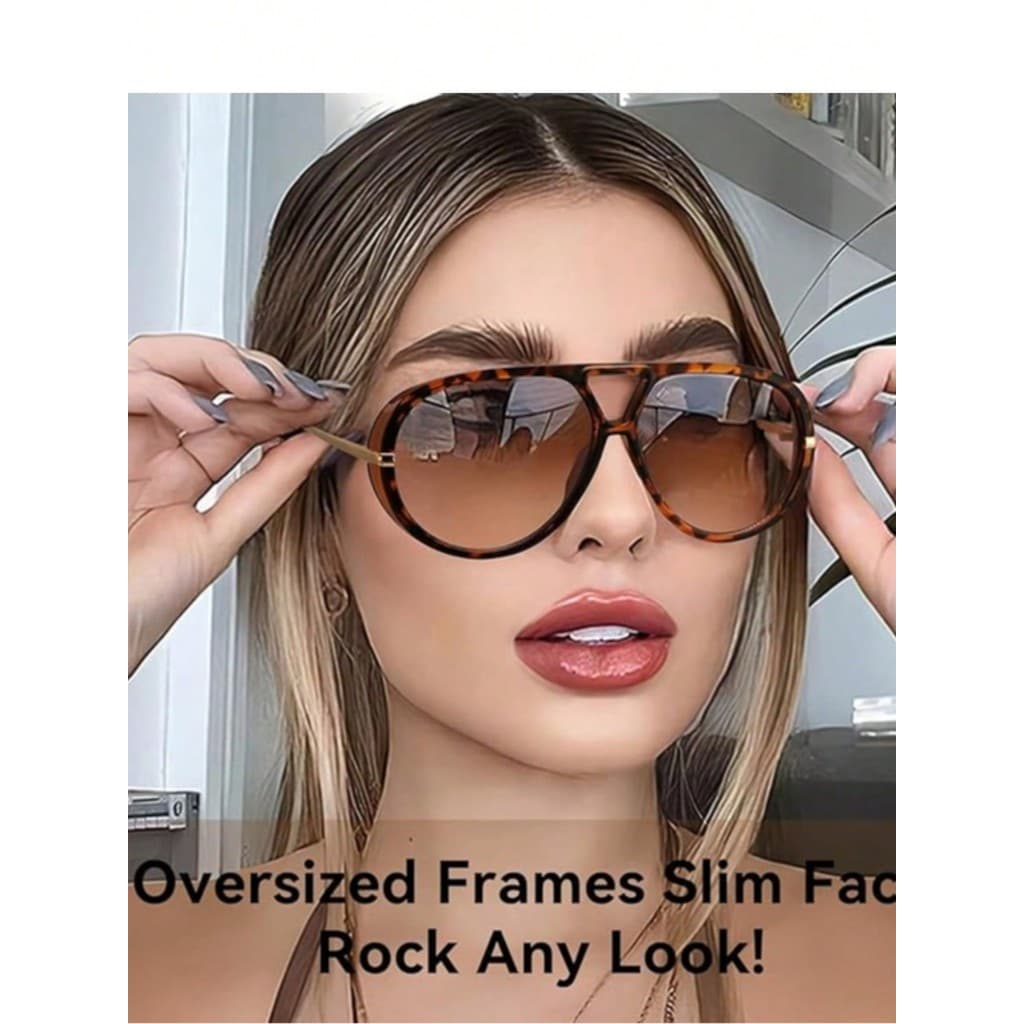 Óculos de sol aviador grandes da moda, masculino e feminino, retrô, redondo, grande, abajur retrô