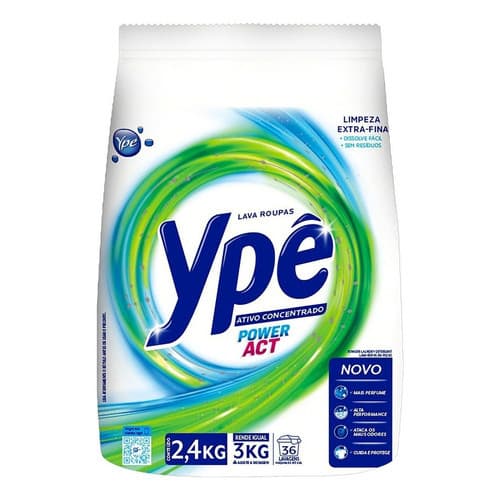 Sabão Em Pó Concentrado Ativo Ypê Power Act Sachê 2,4kg