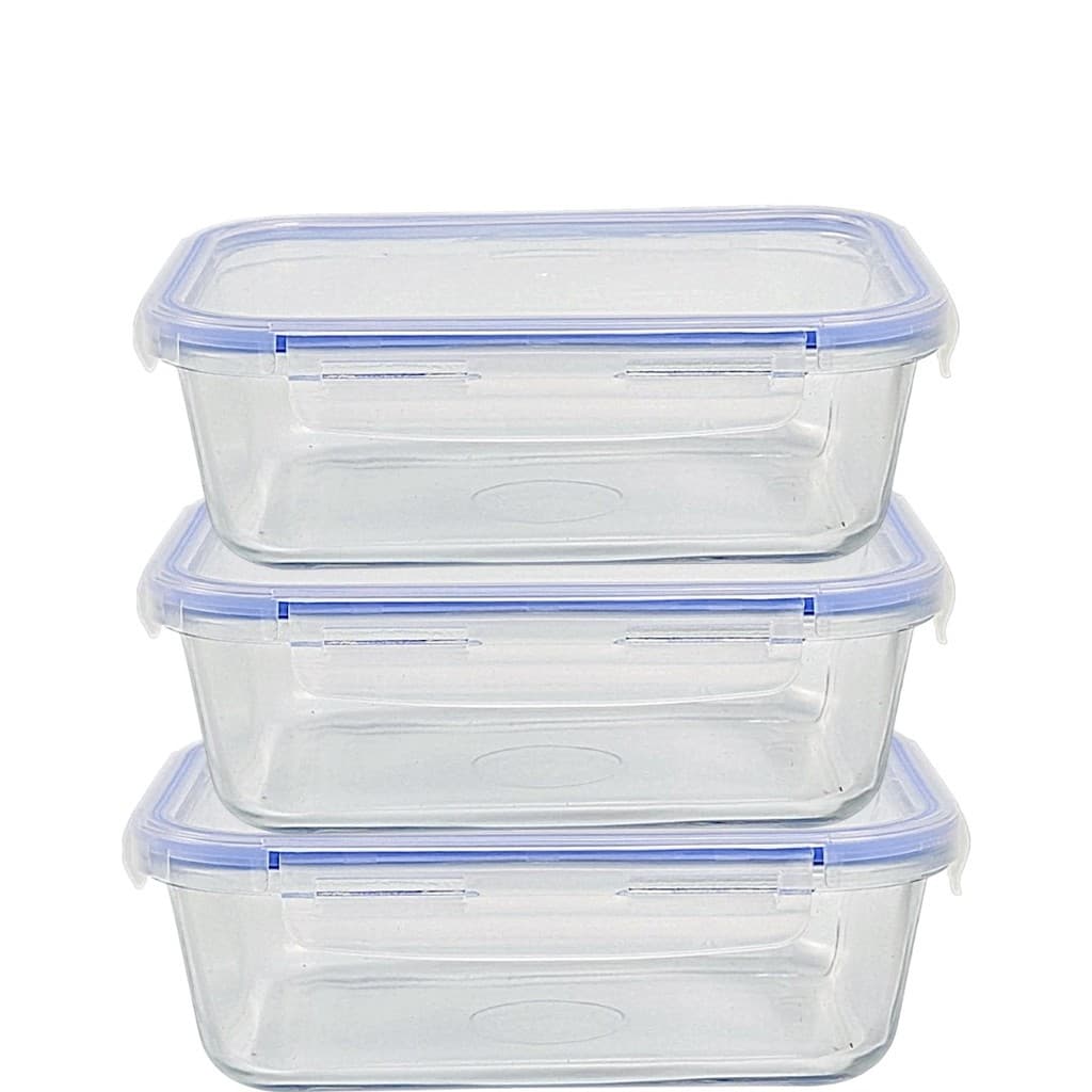 Kit Potes Marmita Porta Alimentos Refratário de vidro com Tampa Hermética 4 Travas 1500ML