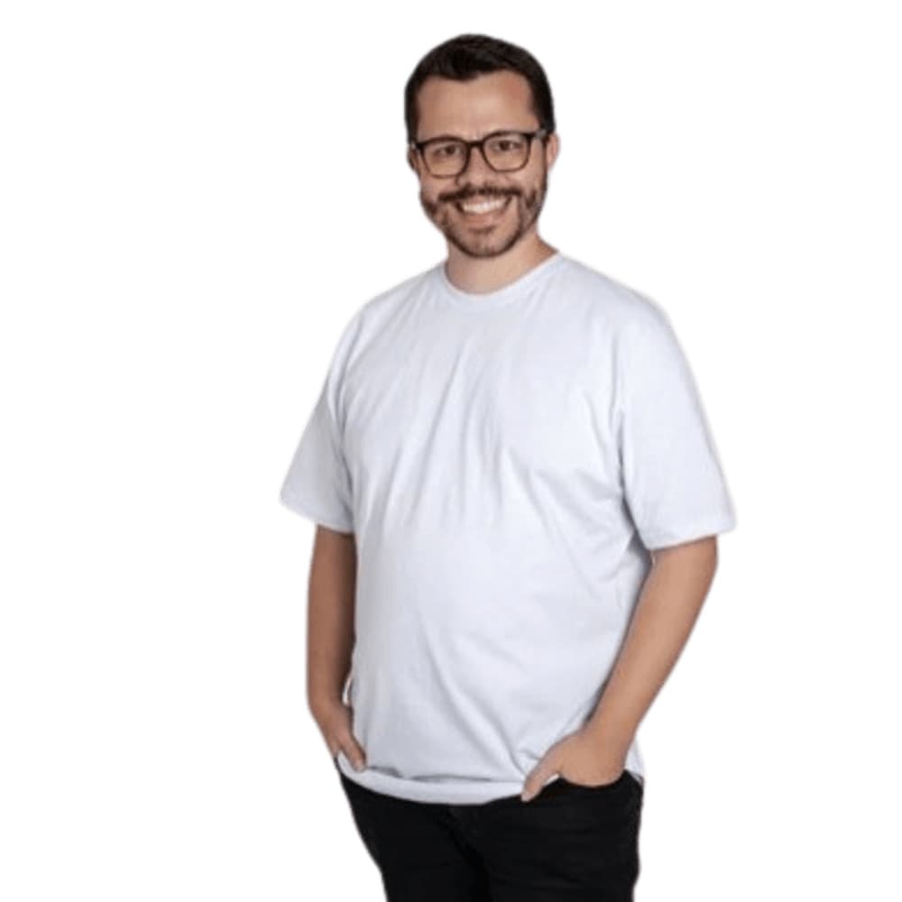 Camiseta Plus Size Algodão Adulto Unissex Branca