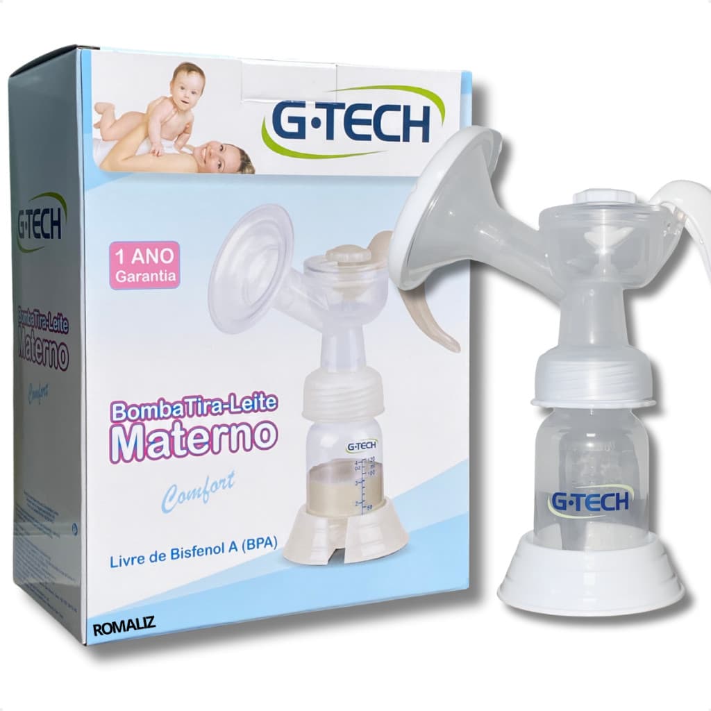 Bomba de Tirar Leite Manual G tech Materno Confort com Ajuste de Sucção Transparente G-tech