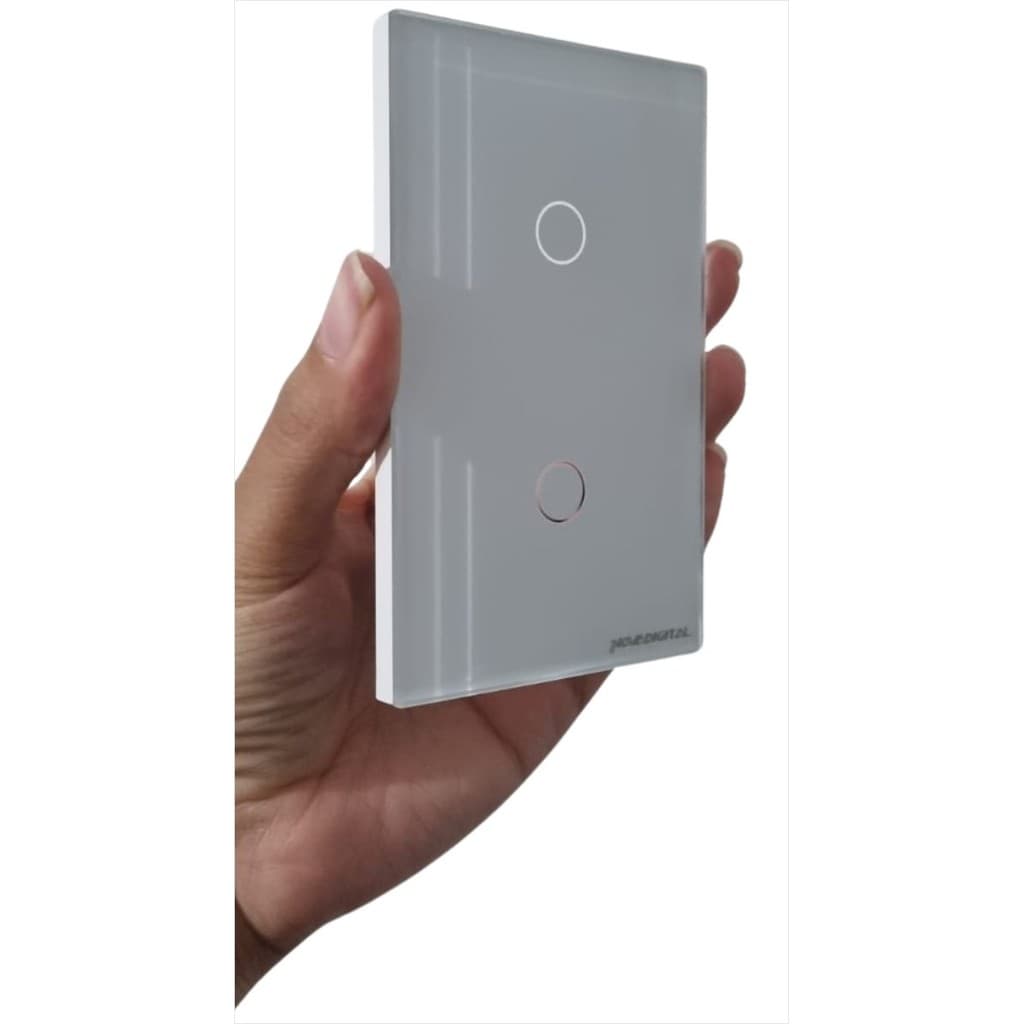 Espelho Frontal Vidro Para Interruptor 2 Botões Novadigital 4x2 Branco