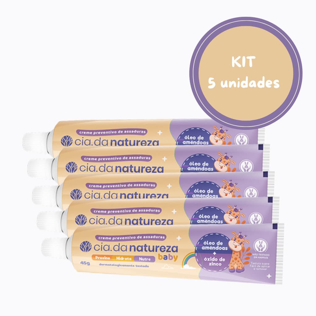 Kit C/5 Creme Pomada Assaduras Óleo de Amêndoas Cia da Natureza 45g