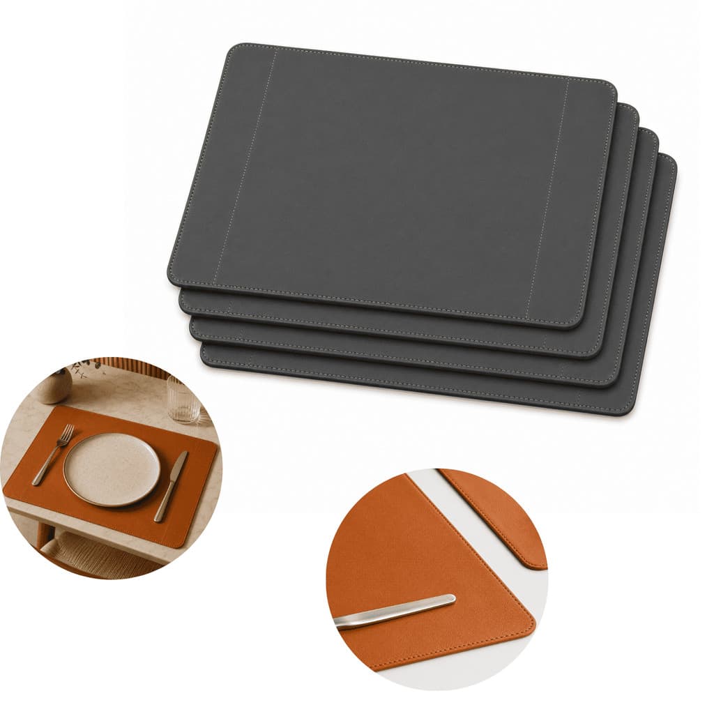 Kit Jogo Americano Mesa Posta Sousplat Cinza Escuro