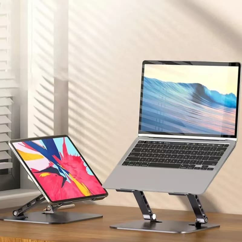 Suporte Notebook Ajustável Alumínio Dobrável Ergonômico Antiderrapante Laptop Tablet