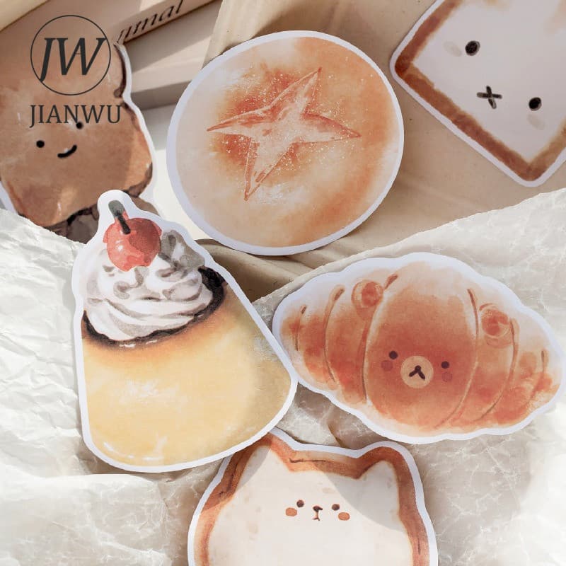 JIANWU Bonito Pão Torrada Bolo Em Forma De Post-it Notas Material De Paisagem Colagem Scrapbook Nota Pegajosa Diário Cri