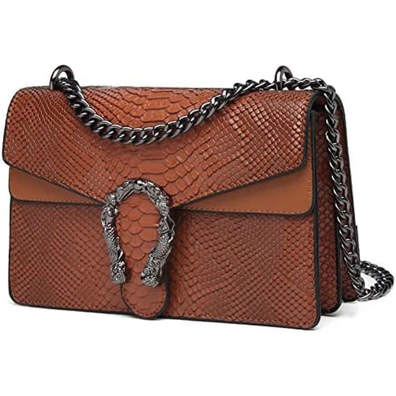 Bolsas Crossbody MYHOZEE Para Mulheres – De Mão Com Estampa De Cobra Ombro Corrente De Couro Noite