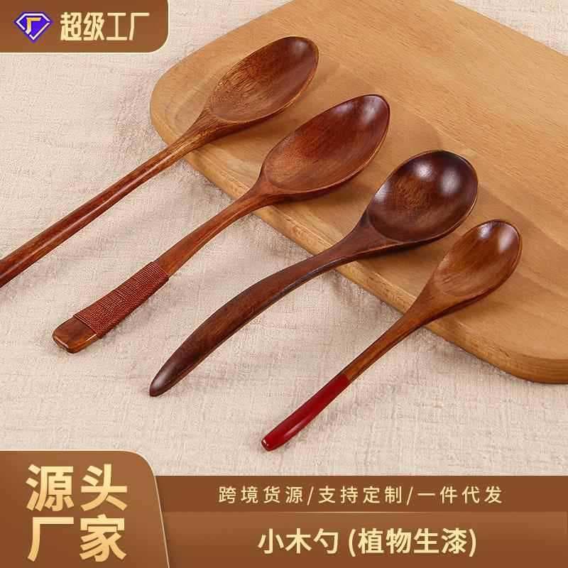 Colher de sopa de madeira com um artesão, cabo longo, colher de madeira, linha de gravata, colher de café, estilo japonê