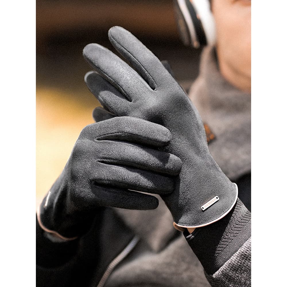 Novo estilo inverno luvas quentes dos homens ciclismo ao ar livre camurça mais veludo engrossado Anti-deslizamento luvas