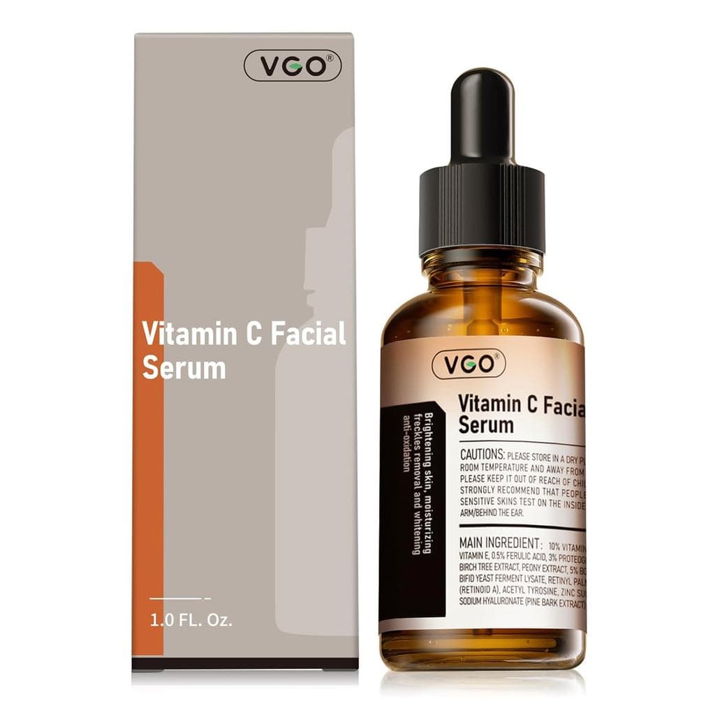 Sérum Facial de Vitamina C VGO, Sérum Antienvelhecimento com Ácido Hialurônico e Vitamina E, Hidratação Profunda para To