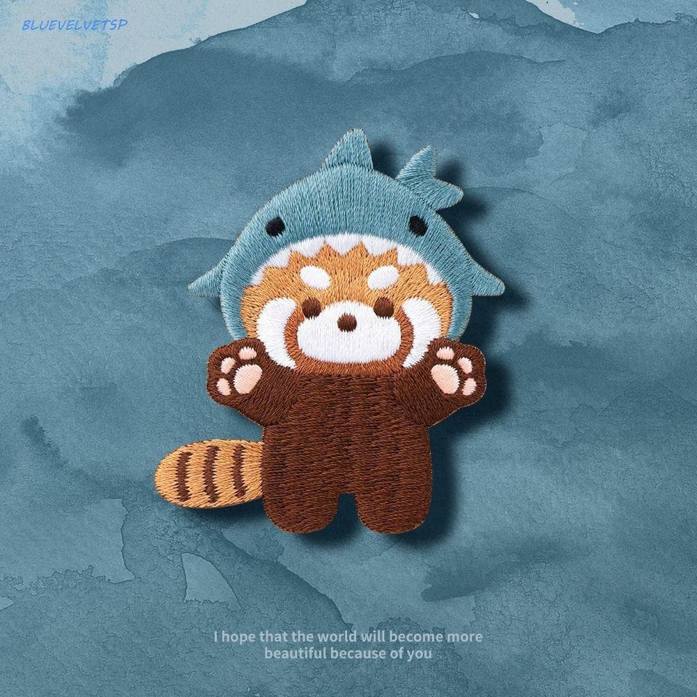Broche BLUEVELVETSP Panda Vermelho , Animal Tubarão , | Urso Coelho Bordado Pin Girl