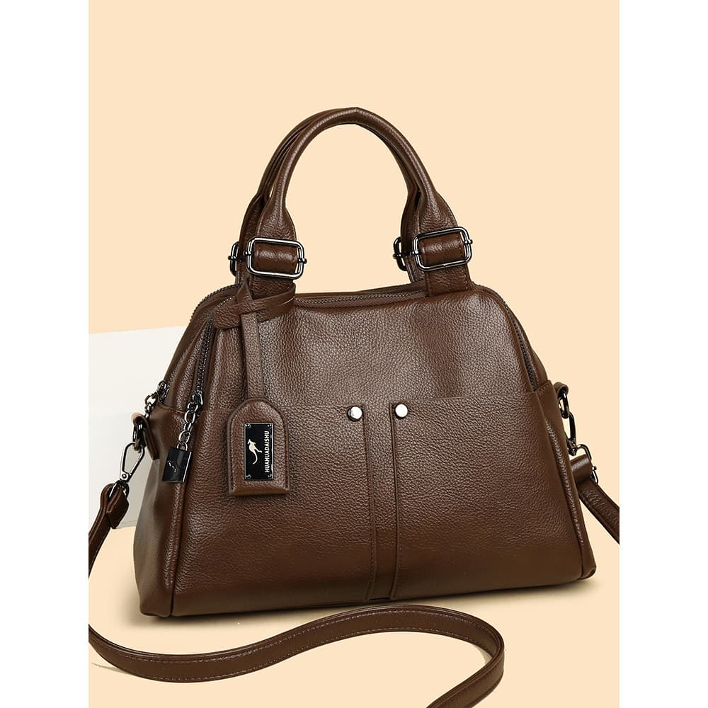 Bolsa feminina de couro genuíno genuíno bolsa feminina 2025 novo estilo All-Match bolsa mãe de meia-idade bolsa mensagei