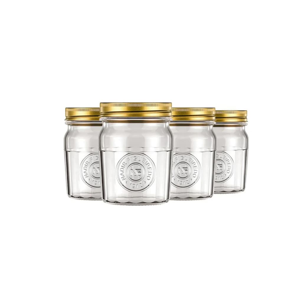 Pote Americano Vintage Pequeno Com Tampa 500ML - 4 Unidades