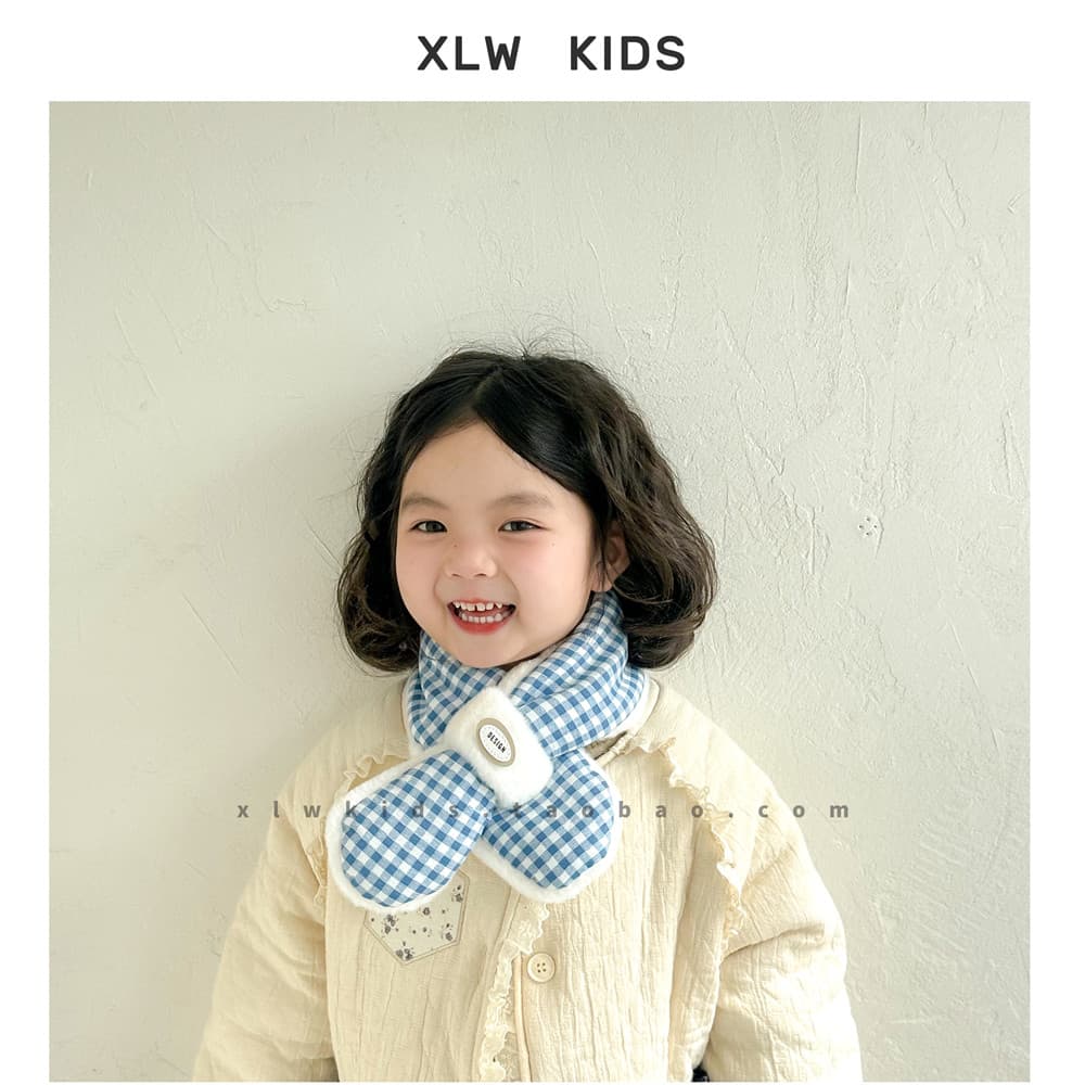 Ins simples xadrez flor bonito pequeno fresco infantil crianças cachecol masculino feminino bebê grosso pelúcia quente b