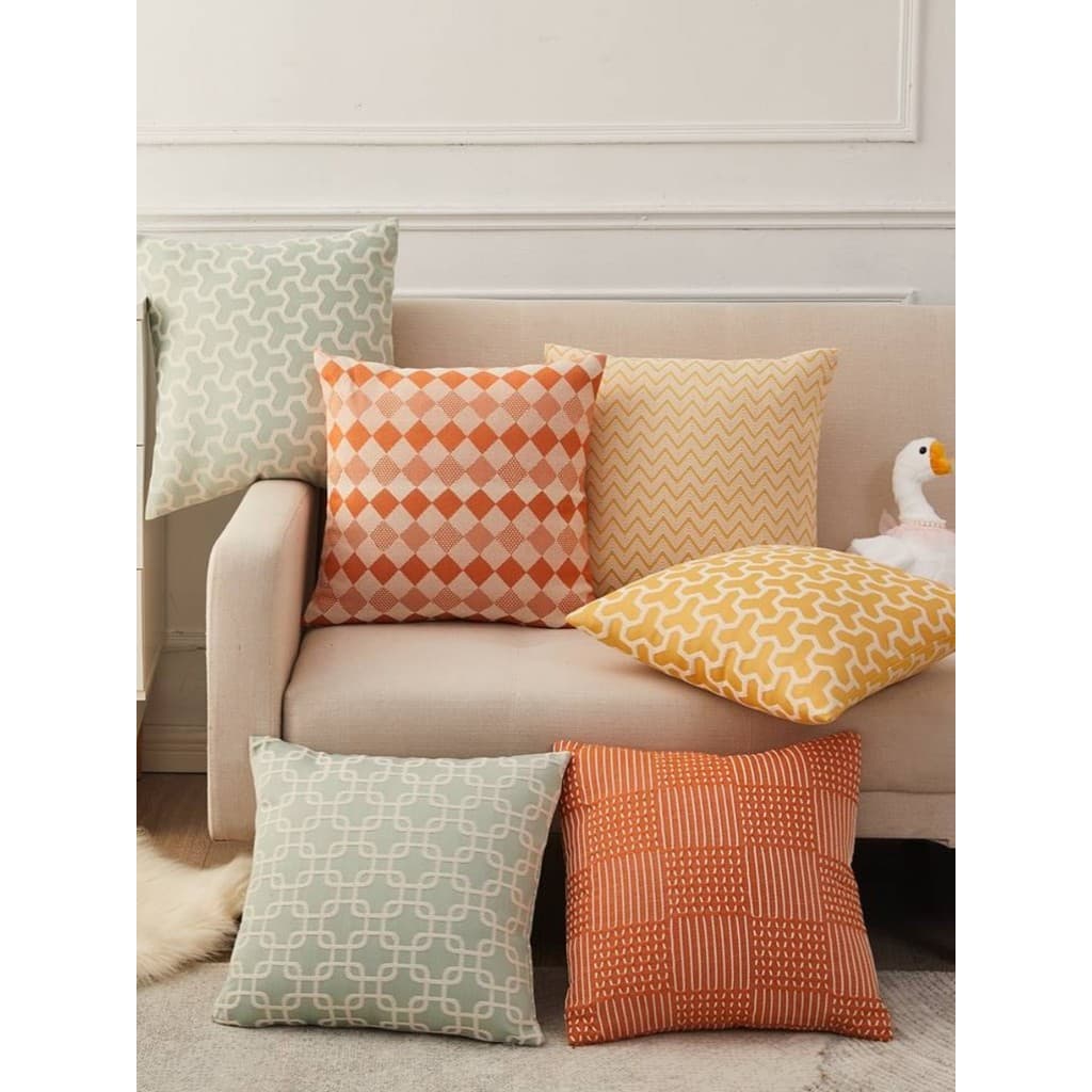Estilo simples sala de estar almofada algodão linho sofá fronha dupla face bordado padrão travesseiro cabeceira volta al