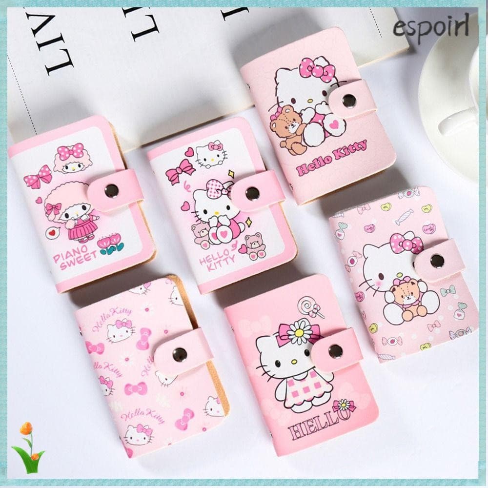 Porta-Cartões De Órgão ESPOIR , Carteira De Negócios Antifurto Hello Kitty , Multifuncional PU Com 20 Compartimentos Par
