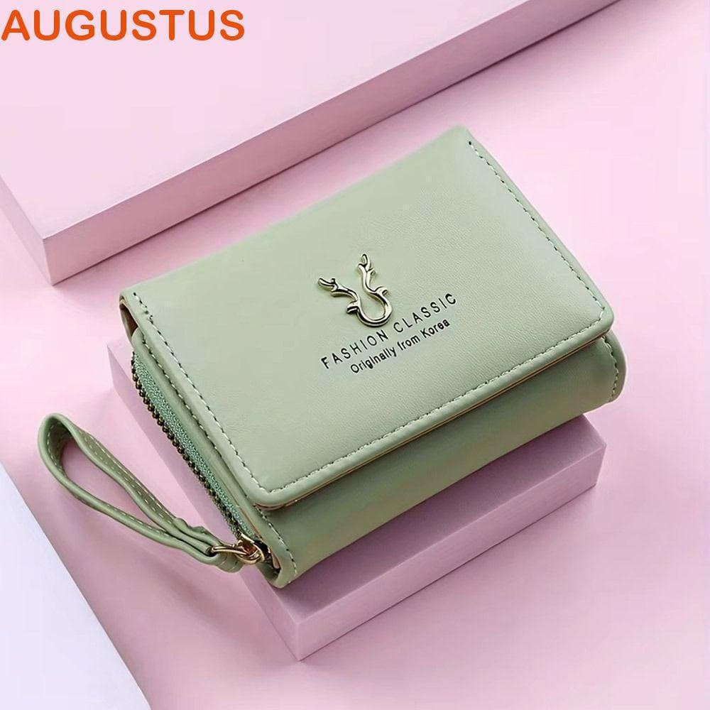 Carteira Feminina AUGUSTUS , De Couro PU De Luxo , Bolsa Curta Portátil Estilo Coreano Tripla
