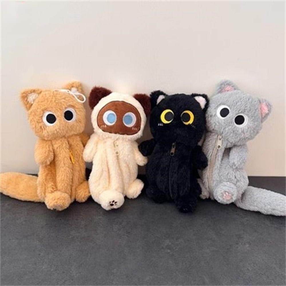Estojo de pelúcia Peiwini 1, bolsa de papelaria de grande capacidade, adequada para guardar canetas com tema de gato sia