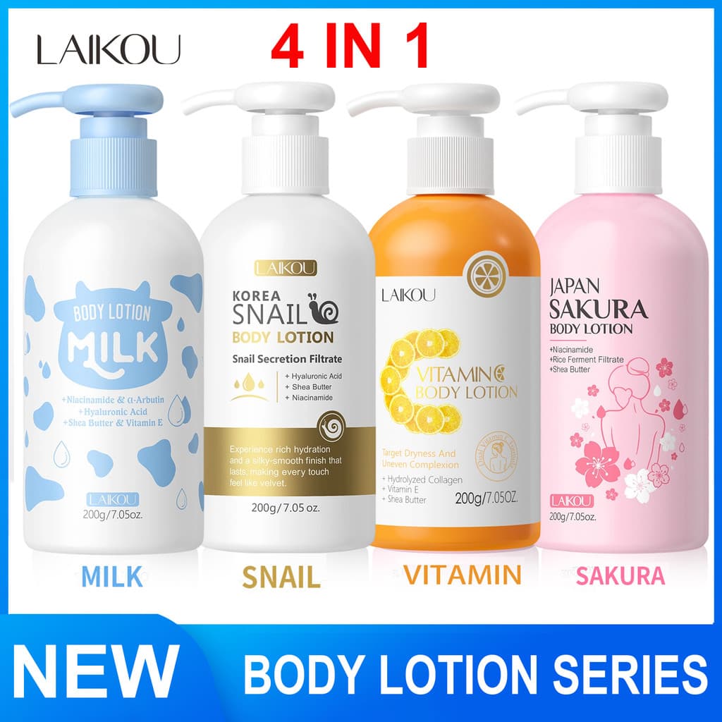 Nova Loção Corporal SAKURA Vitamina Leite Caracol 4 Em 1 LAIKOU