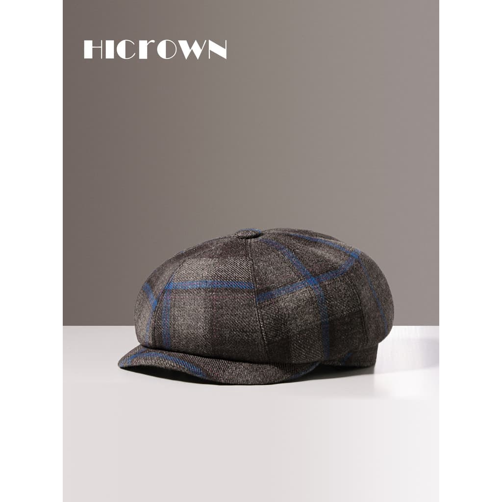 Britânico Retro xadrez octogonal chapéu masculino feminino outono inverno lã Newsboy chapéu estilo britânico Casual All-