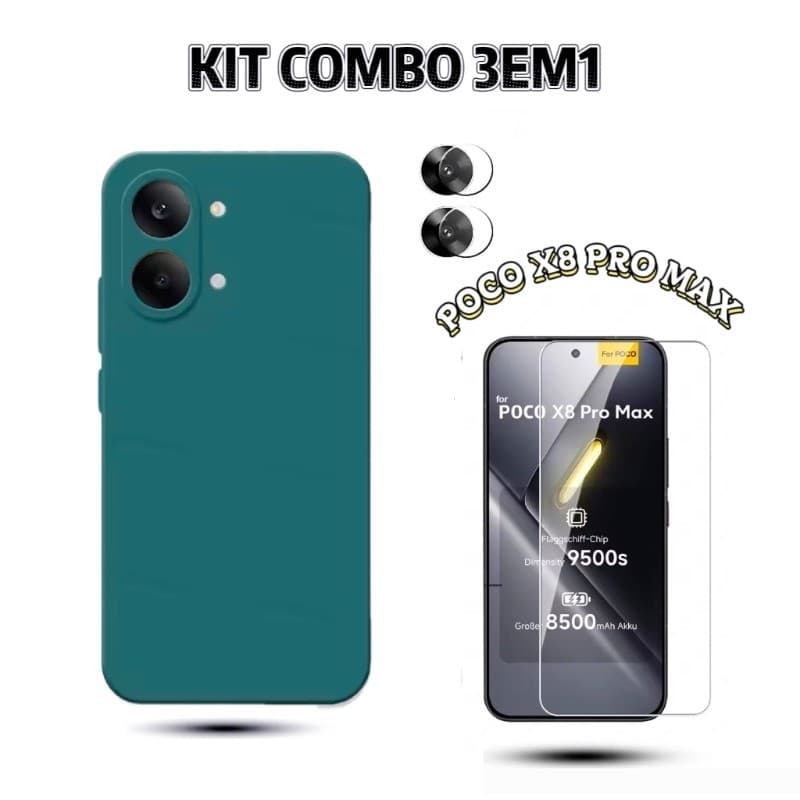 Capa Aveludada Película Vidro HD e Película de Câmera Xiaomi POCO X8 PRO Max POCO X8 PRO POCO X7 PRO