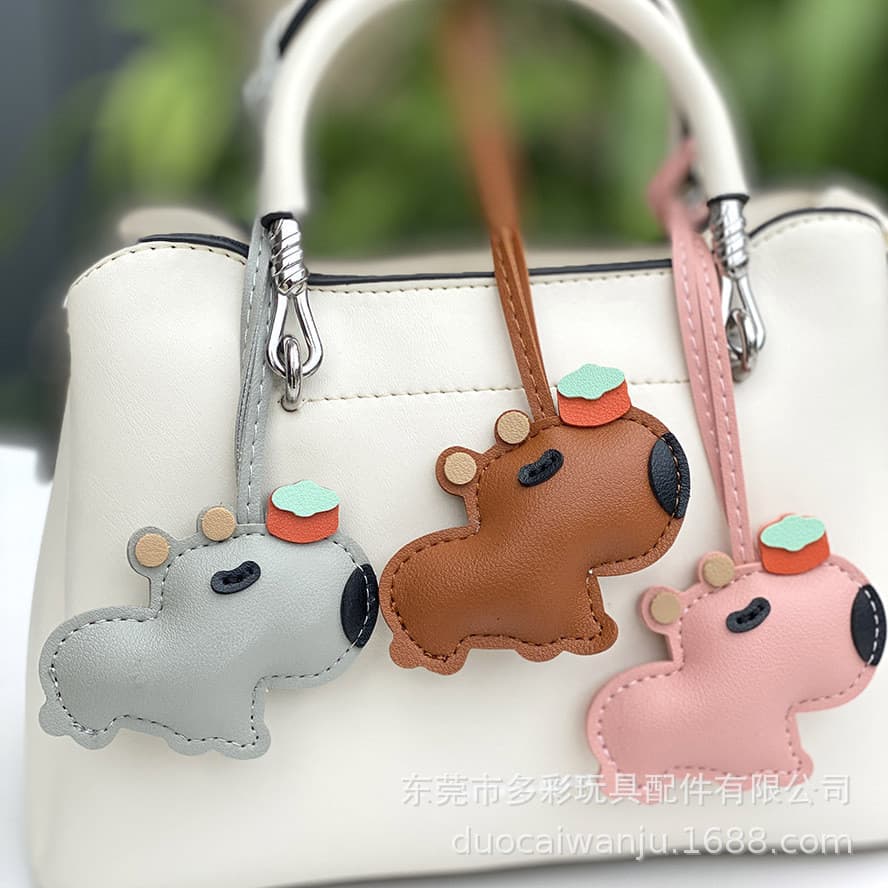 Pingente de saco do carpo novo estilo miu série bonito capivara chaveiro pingente de couro do carpo novo estilo dos dese