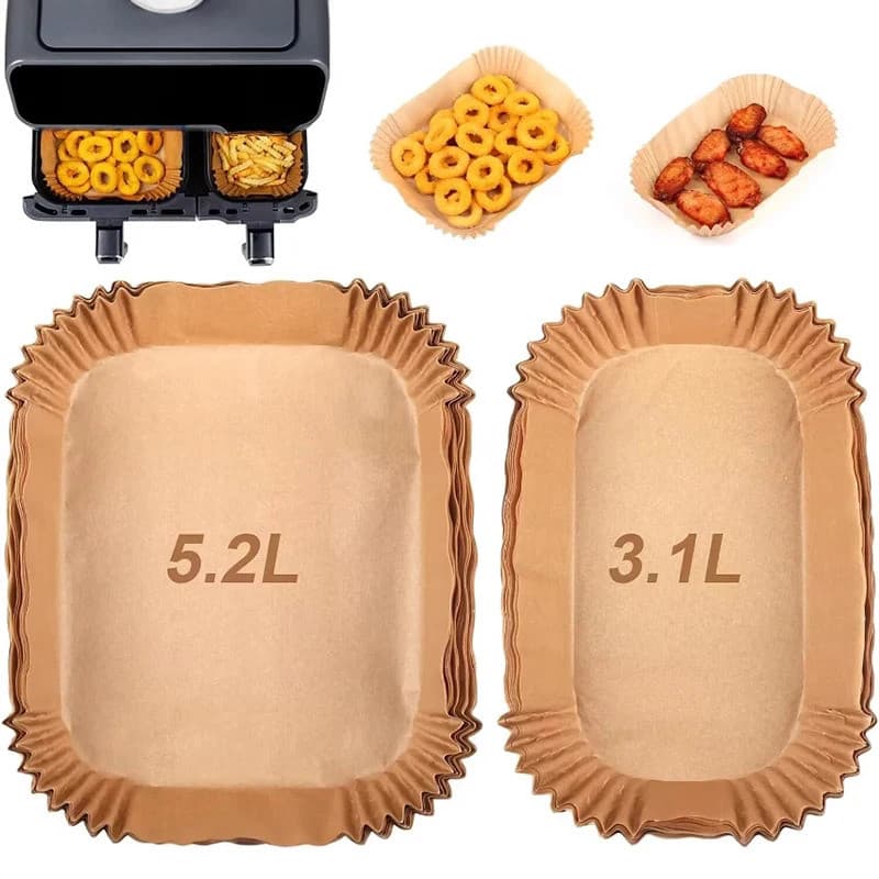 Forros de Papel Retangulares para Air Fryer Tefal 5.2L e 3.1L, Cesto Duplo, Papel Descartável para Cozinha, Acessórios p