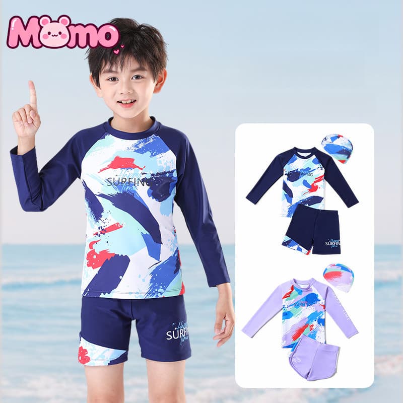 Maiô infantil, protetor solar, confortável, conjunto de maiô do mesmo estilo para meninos e meninas