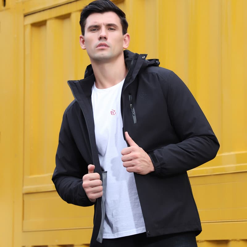 Tuo tuo jaqueta de duas peças ao ar livre masculina à prova de vento impermeável destacável três-em-um terno de caminhad