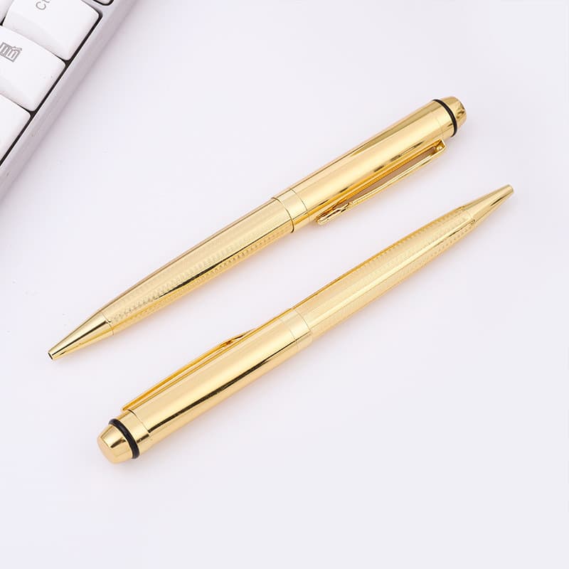 Caneta esferográfica escovada com haste de aço comercial, estoque pronto, Metal, ouro, haste inferior, escrita suave, pr