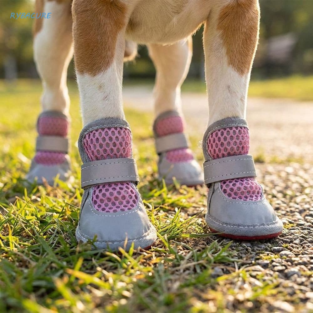 RYBACURE 4 Peças De Sapatos De Malha Para Cães , Botas De Rede Antiderrapantes E Resistentes Ao Desgaste Animais De Esti