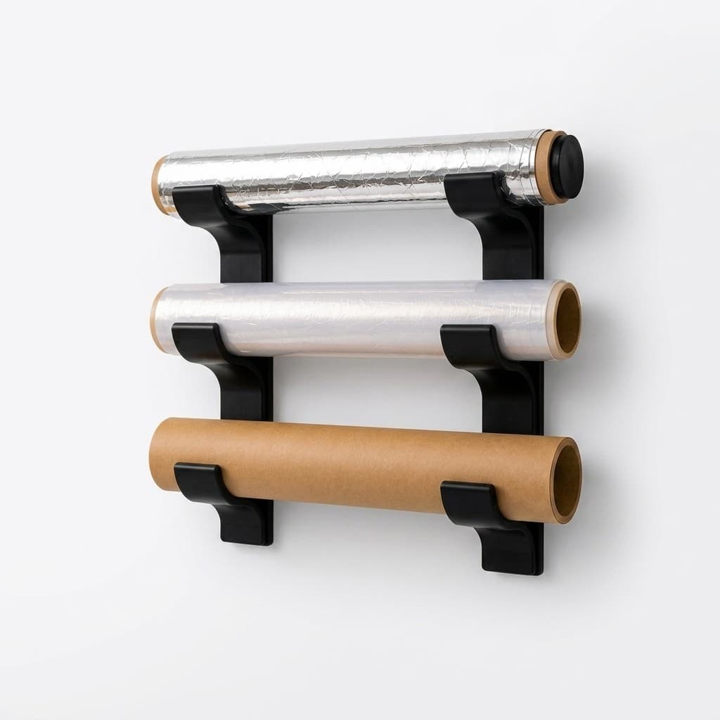 Kit Suporte Porta Rolos 3 em 1 de Parede | Papel Alumínio, Filme PVC e Papel Manteiga | Organização para Cozinha