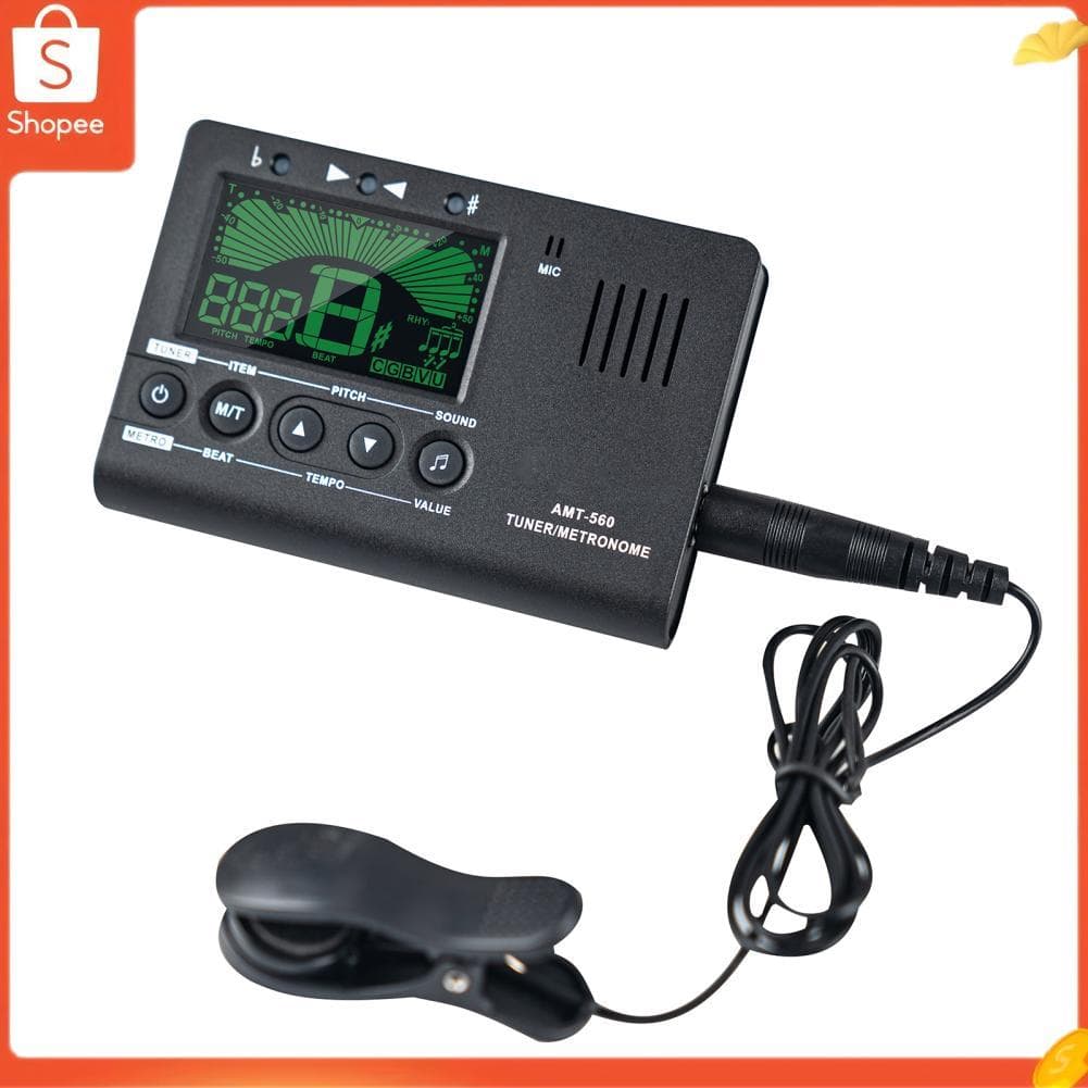 Hap huiop afinador elétrico AMT-560 e metrônomo microfone embutido com cabo de captação de 6,3 mm para guitarra baixo